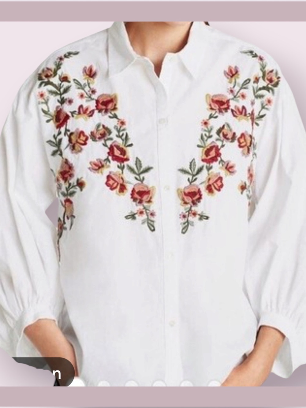 Zara White Floral Embroidered Shirt - Picture 2 of 7